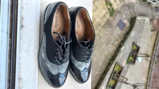 Zapatos tacón mujer talla 39 negro plateado