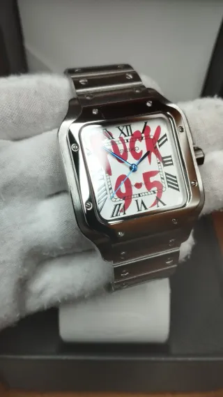 Reloj Seiko Mod Santos Dumont Blanco Rojo Fuck 9-5