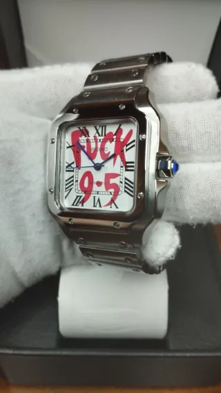 Reloj Seiko Mod Santos Dumont Blanco Rojo Fuck 9-5