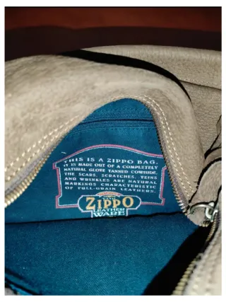 Borsa Zippo Unisex Vera Pelle Marrone