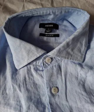 Camisa de lino Reiss Azul Claro Talla L