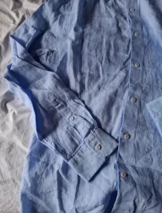 Camisa de lino Reiss Azul Claro Talla L