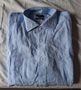 Camisa de lino Reiss Azul Claro Talla L