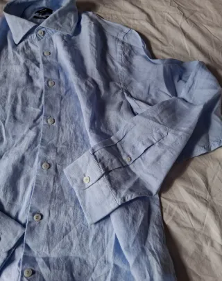 Camisa de lino Reiss Azul Claro Talla L
