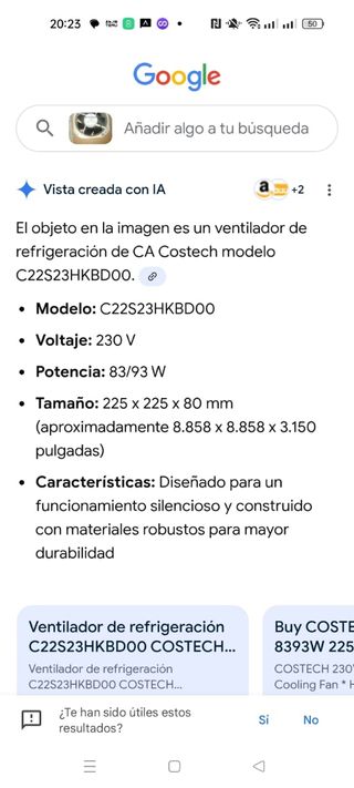 Ventilador Costech C22S23HKBD00 220V