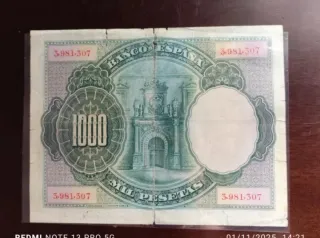 Billete 1000 Pesetas España 1925