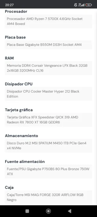 PC Gaming AMD Ryzen 7 5700X RX 7800 XT