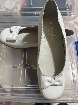 Manoletinas blancas niña talla 37