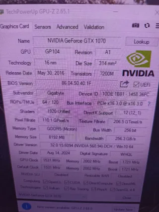 Gigabyte GTX 1070 8GB GDDR5