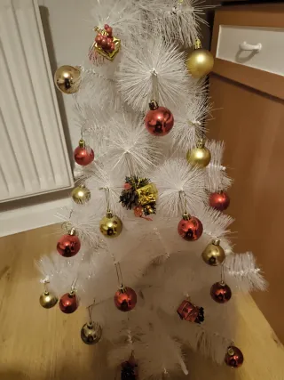 Árbol de Navidad Blanco con Decoración Alto 90