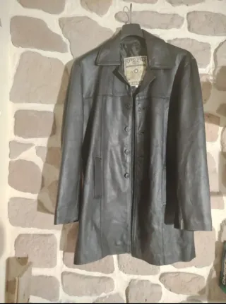 Giaccone in pelle nero