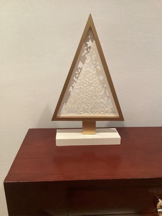 Árbol Navideño Decorativo Dorado y Blanco