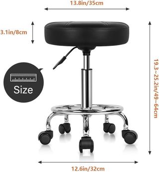 Taburete Giratorio Ajustable Negro/Plateado