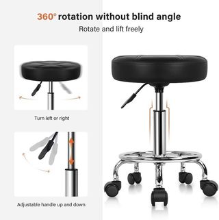 Taburete Giratorio Ajustable Negro/Plateado