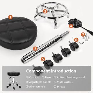 Taburete Giratorio Ajustable Negro/Plateado