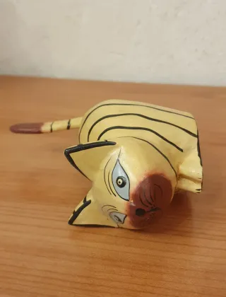 Statuetta gatto decorativa in legno