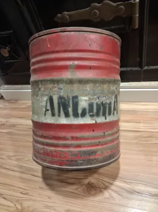 Bidón metálico antiguo lubricantes Emilio Porras