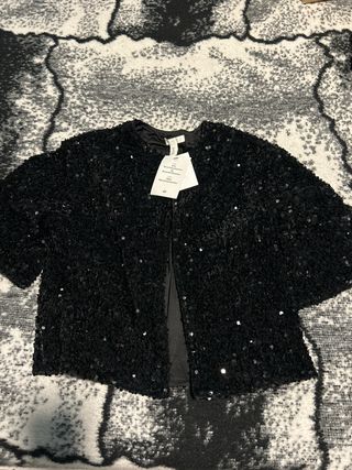 Chaqueta H&M lentejuelas negra T.S