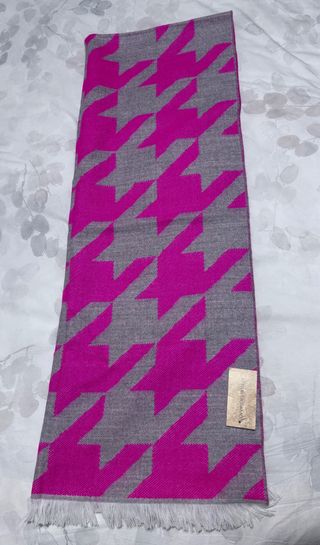 Bufanda Houndstooth Rosa y Gris