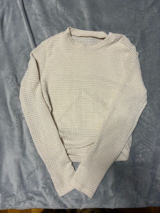 Jersey beige tejido waffle