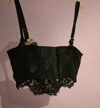 Top Intimissimi Negro Encaje