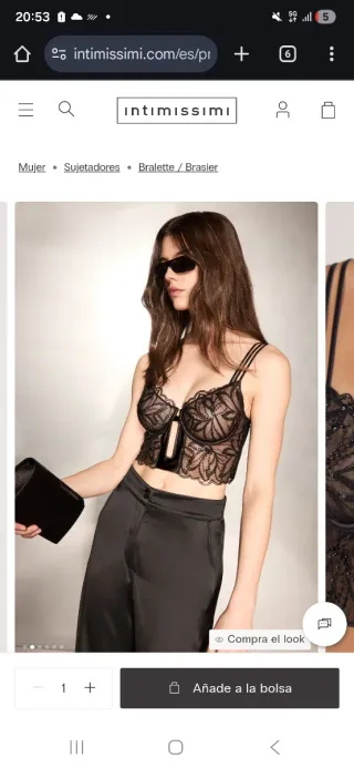 Top Intimissimi Negro Encaje