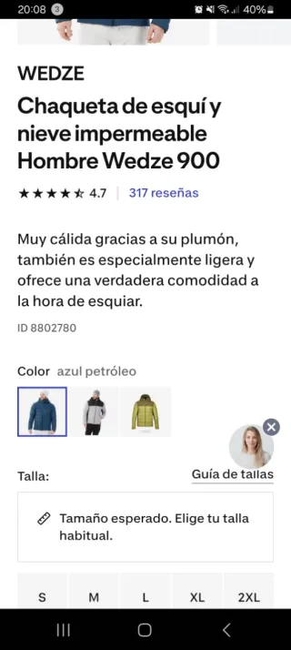 Chaqueta de esquí azul