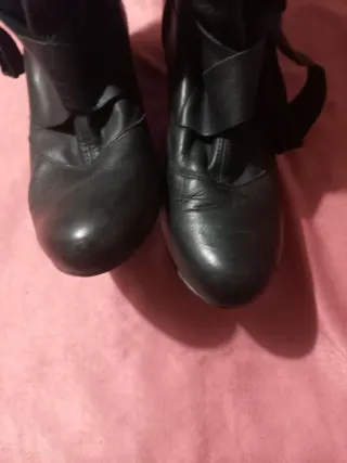 Stivali pelle stile Belle Époque con fiocchi