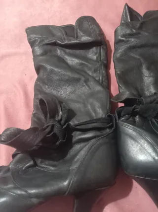 Stivali pelle stile Belle Époque con fiocchi