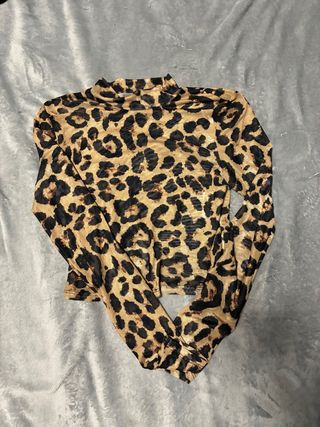 Top Leopardo Malla Manga Larga