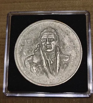 Moneda 100 Pesos Mexicanos Plata 1977