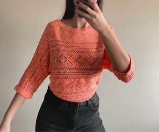 Jersey coral calado Bershka talla S