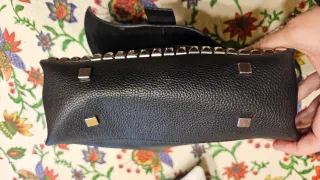 Bolso Zara Piel Negro y Plateado