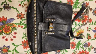 Bolso Zara Piel Negro y Plateado