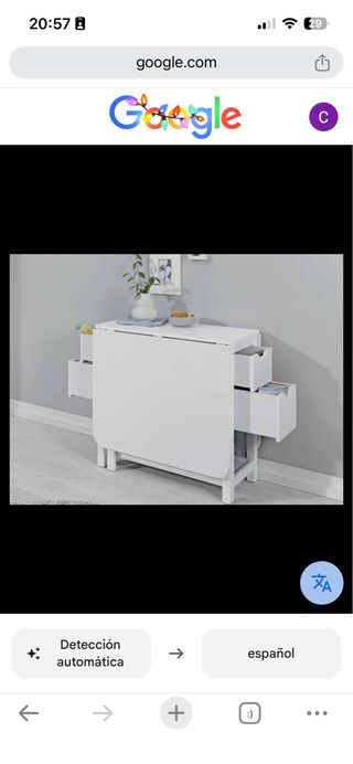 Mesa plegable blanca con cajones