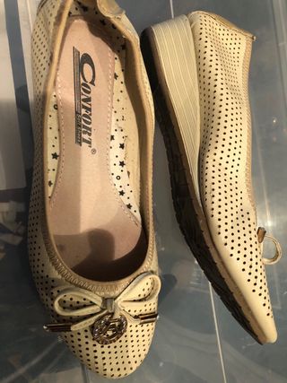 Manoletinas Confort Beige y Doradas