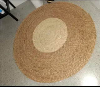 Tappeto rotondo in juta beige e marrone