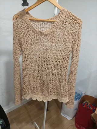 Jersey crochet beige L