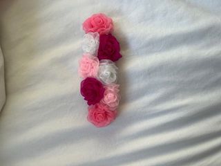 Tocado flores rosa y blanco