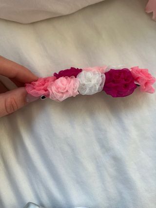 Tocado flores rosa y blanco