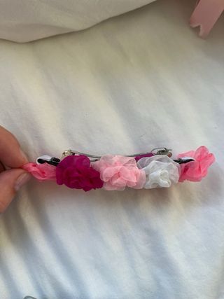 Tocado flores rosa y blanco