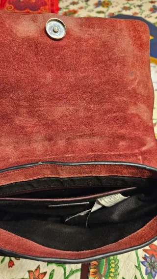 Bolso Zara Piel Tachuelas granate