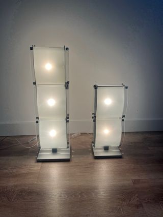 Juego de 3 lámparas cristal y metal