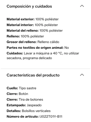 Abrigo de invierno hombre talla M