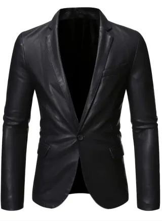 Americana Piel Negra Ajustada XXL