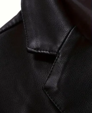 Americana Piel Negra Ajustada XXL