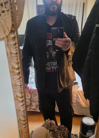 Americana Piel Negra Ajustada XXL