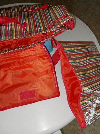 Mochila cambiador neceser bebé rayas