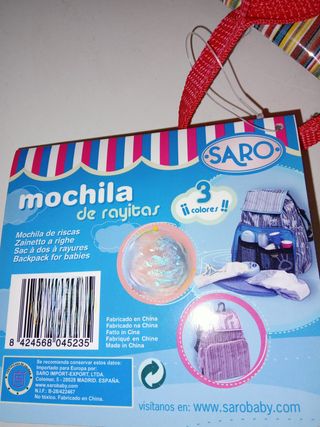 Mochila cambiador neceser bebé rayas