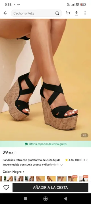Sandalias de cuña negras y marrones
